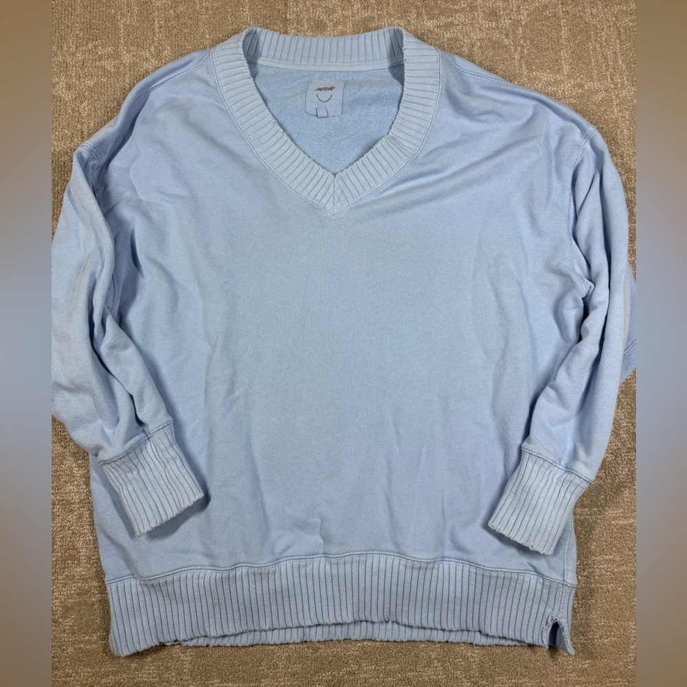 Aerie Blue DowntownV-Neck Light Weight Sweatshirt Women Oversized Small